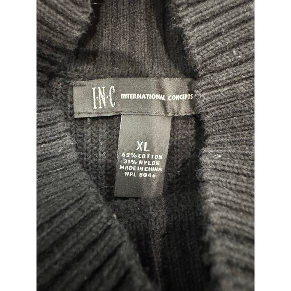 INC XL Black Cold Shoulder Cut Out Black Ribbed Knit Cotton Pullover Sweater - Picture 5 of 5